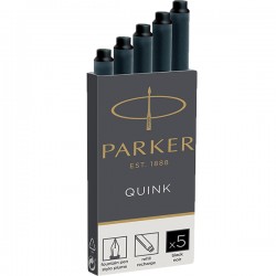 Parker Αμπούλες Μελάνης Για Πένα Quink Μαύρες 5 Τεμ.